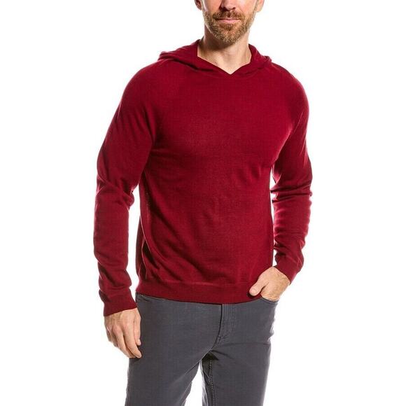 Vince Merino NWOT Men's Red Wool Long Sleeved Pullover Hoodie Size XL